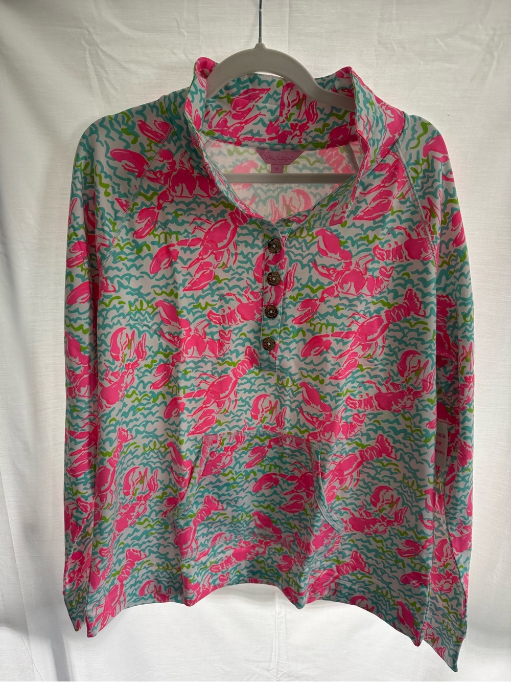 Lilly Pulitzer Captain Popover Lobster Print Pullover XL NWT